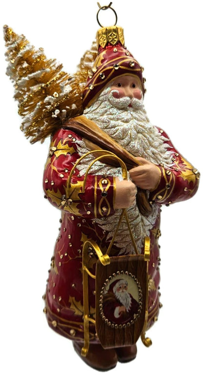 Patricia Breen Oakley Claus Red Gold Holly Santa Christmas Ornament 34321