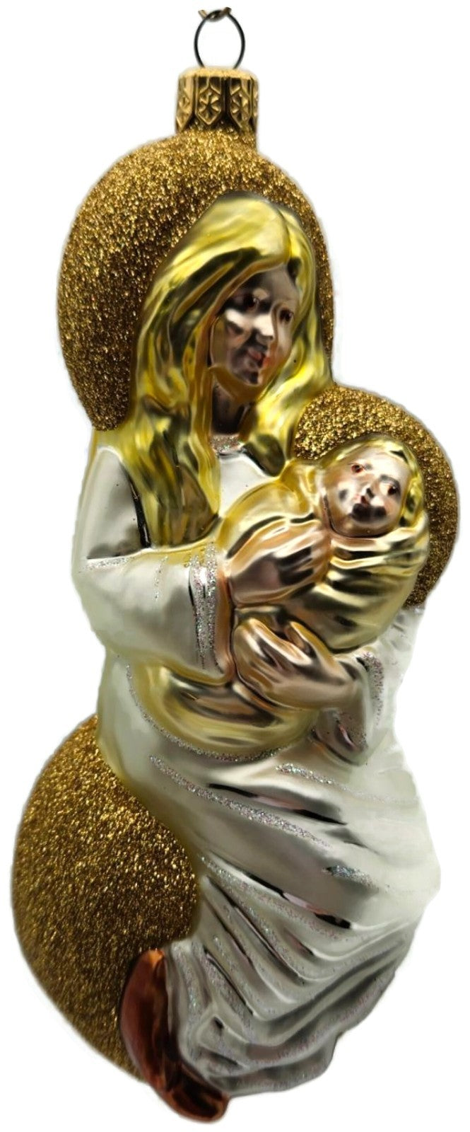 Patricia Breen Seated Madonna Gold Baby Jesus Glass Christmas Tree Ornament 99342