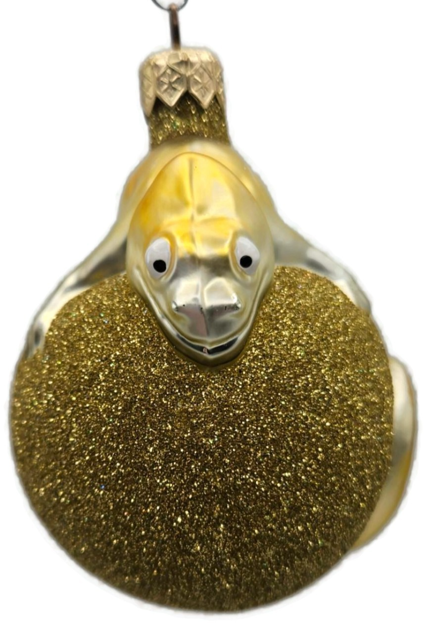 Patricia Breen Chameleon Gold Glittered Glass Christmas Holiday Ornament 99049