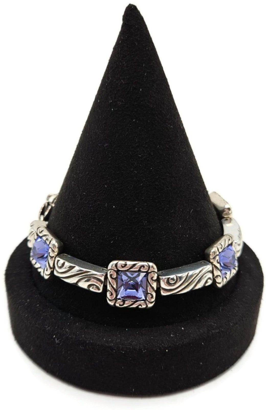 Brighton Regina Purple Amethyst Swarovski Crystal Silver Plated Heart Bracelet7