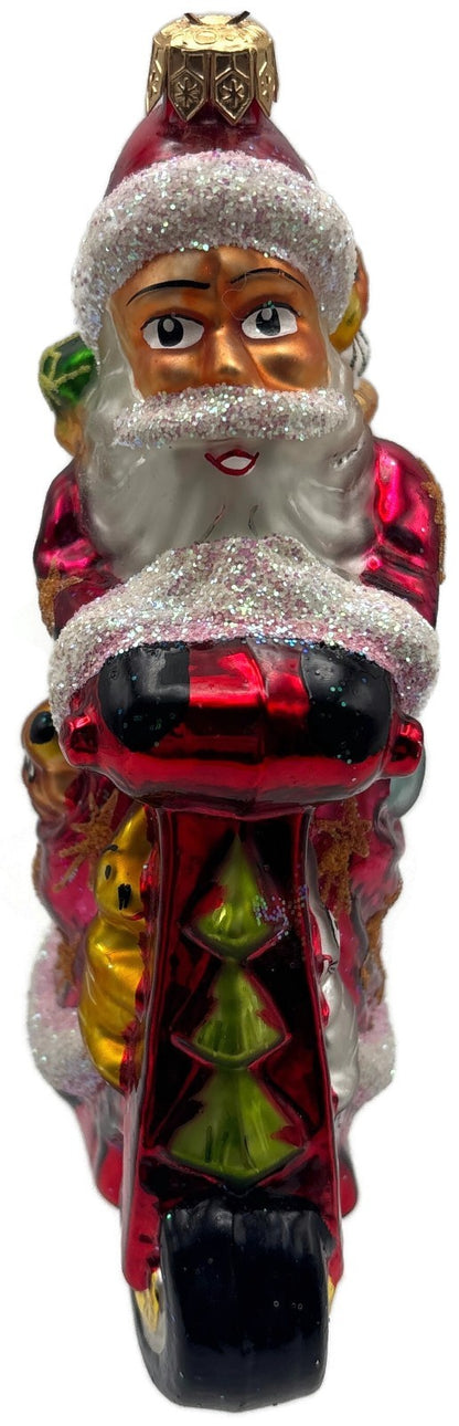 Christopher Radko Scooting Star Santa Scooter Glass Christmas Ornament 97 263 05