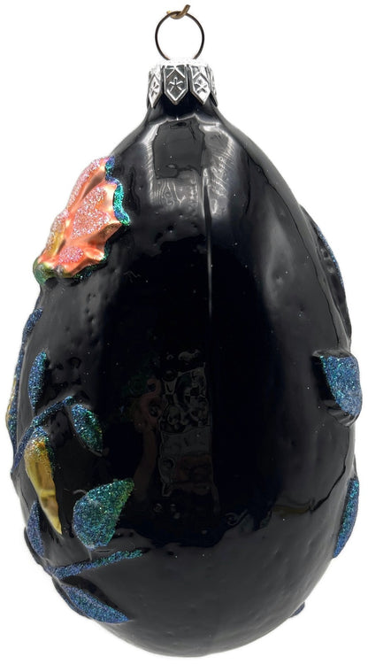 Patricia Breen 1996 Chrysalis Egg Black Floral Limited Easter Ornament 96087