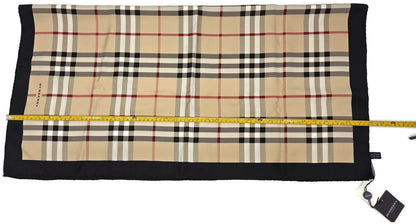 Burberry London Scarf Classic Check  Square Camel Beige New 100% Silk 34 X 344