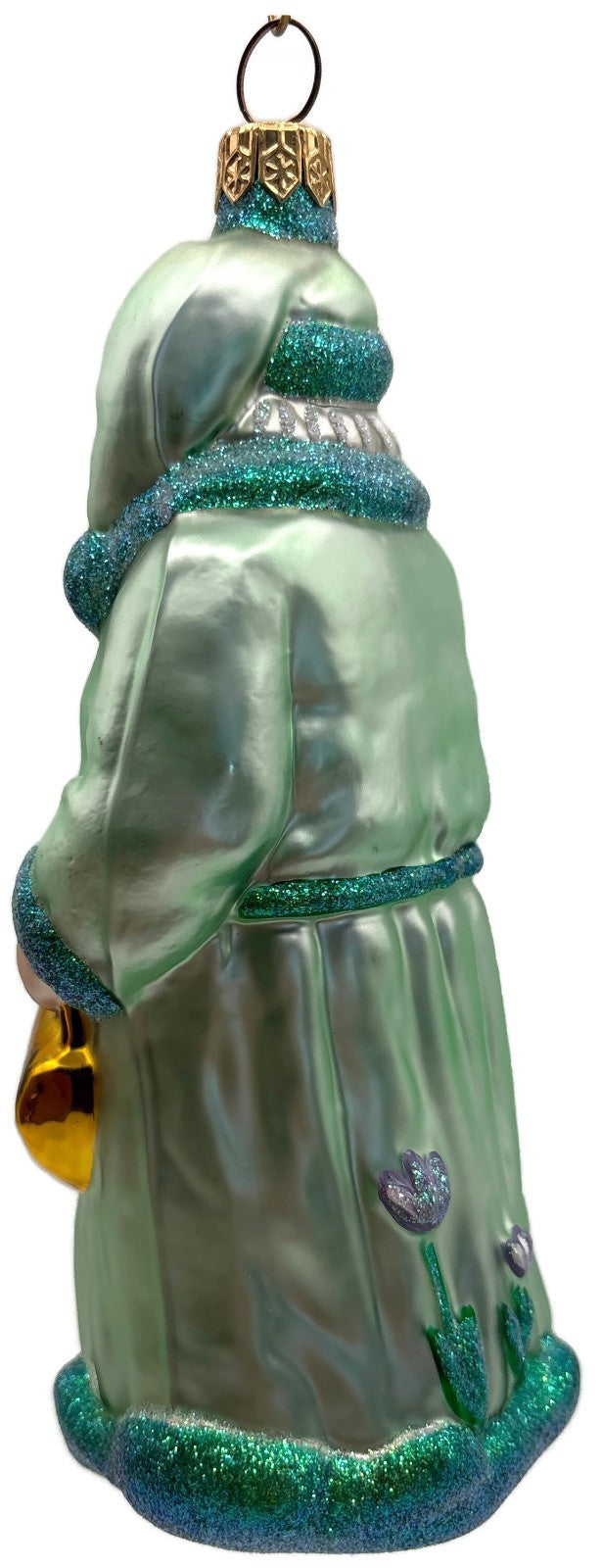 Patricia Breen Santa Dreams of Spring Flowers Gold Green Christmas Ornament 97403