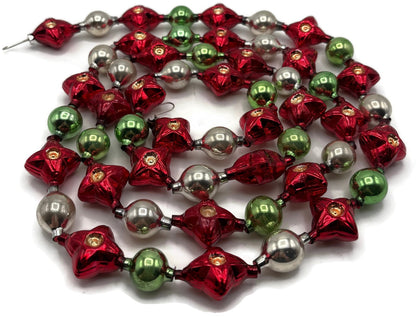 Christopher Radko 72" Red Star Reflector Glass Garland Green Silver Vintage1