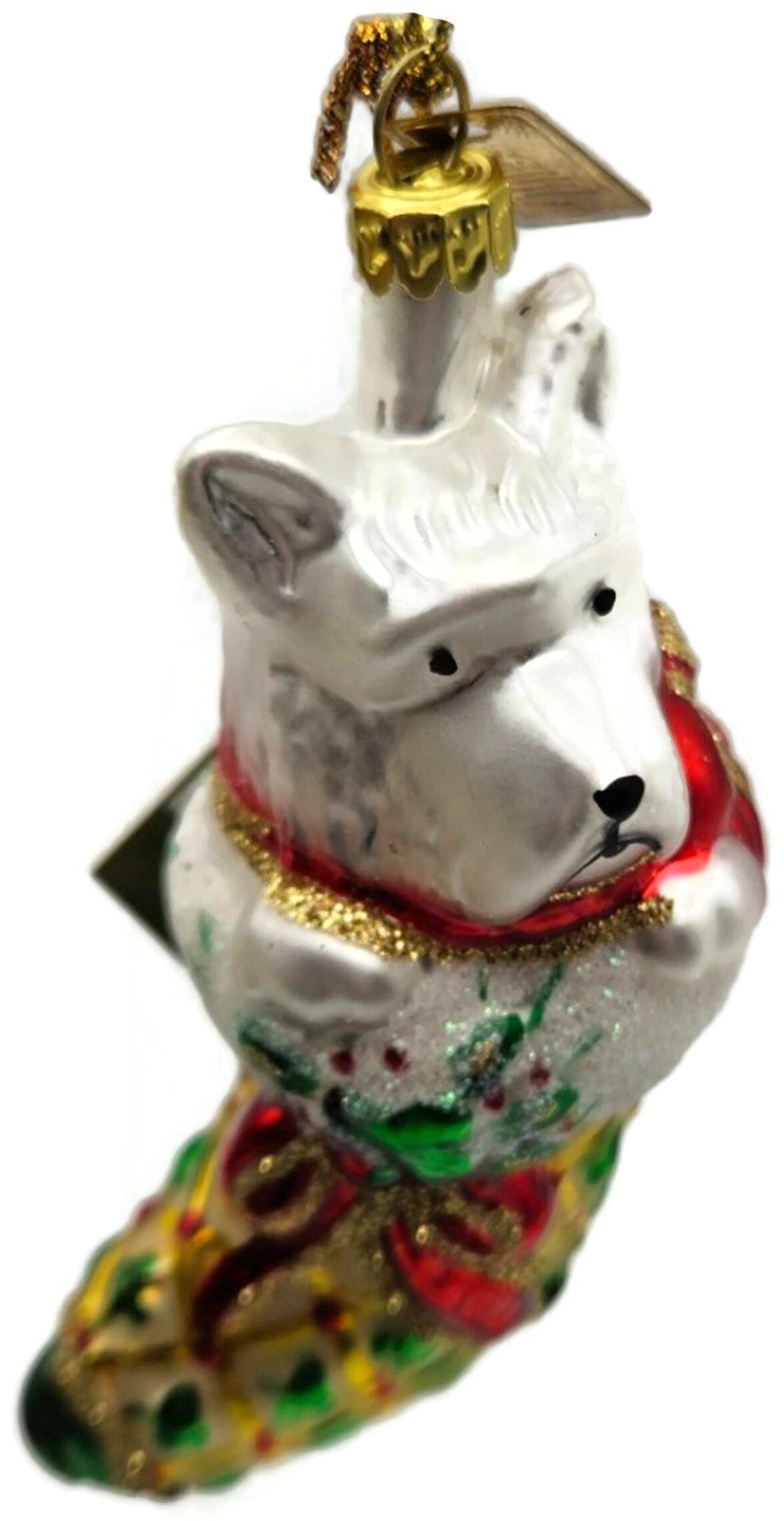 Cobane Studio LLC Dog Celtic Stocking Glitter Glass Christmas Ornament B0153