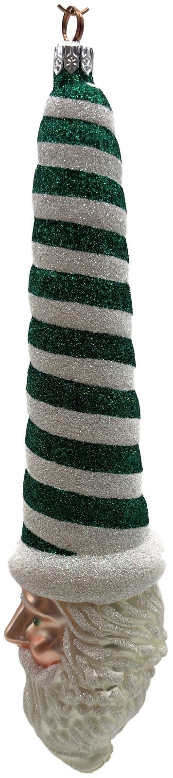 Patricia Breen Sucre Santa Green White Spearmint Striped Christmas Ornament 20385