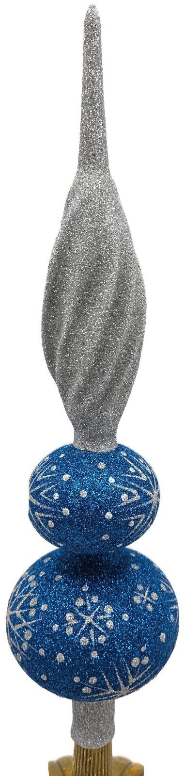 Patricia Breen Miniature Blizzard Finial Blue Silver Christmas Tree Topper 97930