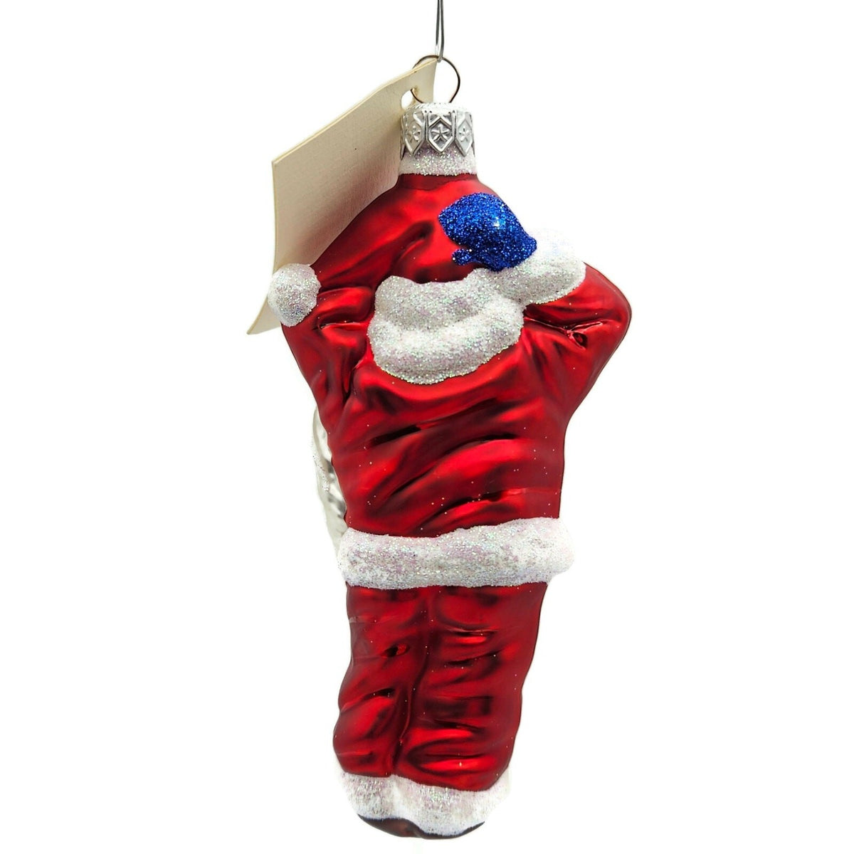 Patricia Breen Hold Onto Your Hat Red Santa Claus Glass Christmas Ornament 97216