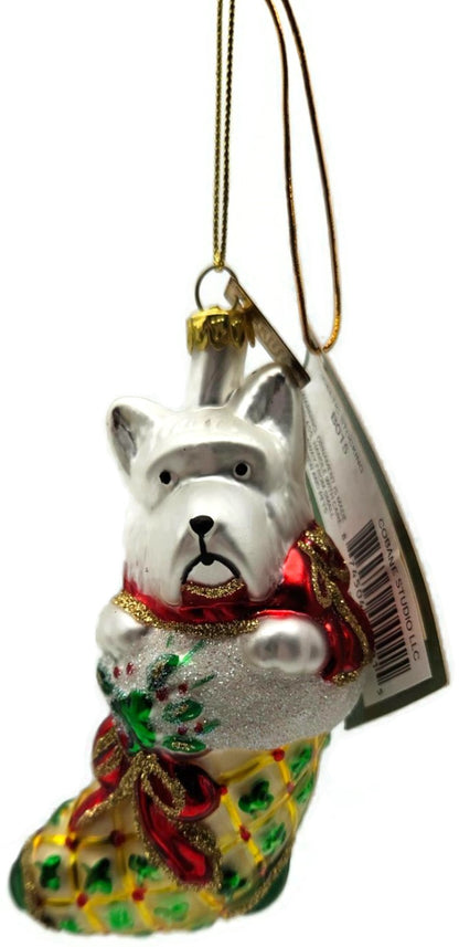 Cobane Studio LLC Dog Celtic Stocking Glitter Glass Christmas Ornament B0150