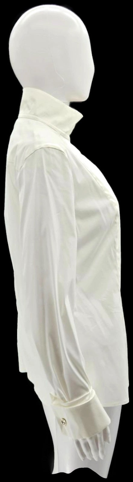 Escada Natassa Off White Swarovski Button Up Blouse French Cuff Size 36 NWT6