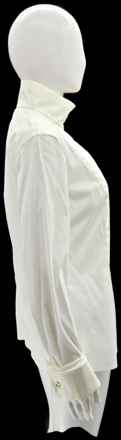 Escada Natassa Off White Swarovski Button Up Blouse French Cuff Size 36 NWT6