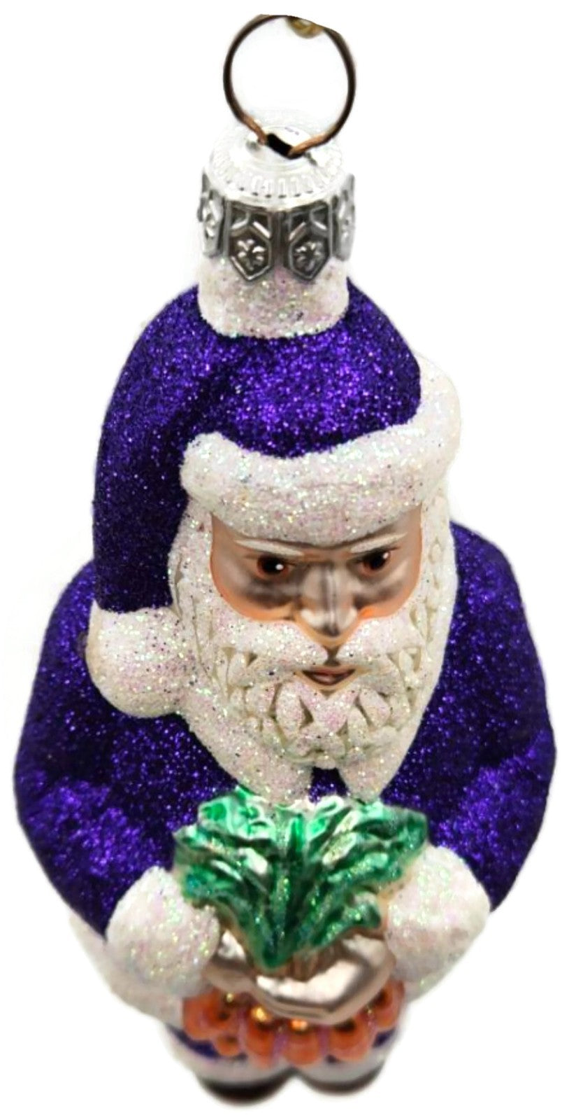 Patricia Breen A Snack For Rudolph Purple Glitter Santa Christmas Ornament 96448
