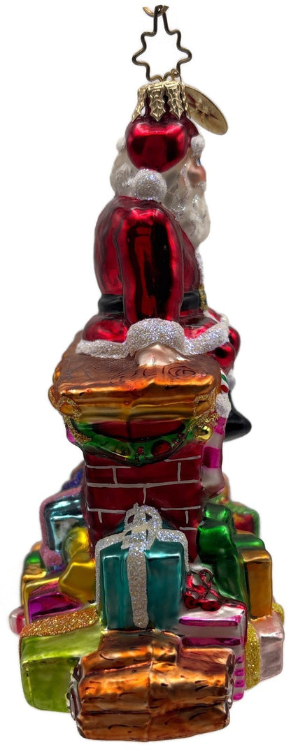 Christopher Radko Santa Pause Gifts Fireplace Glass Christmas Ornament 10101736