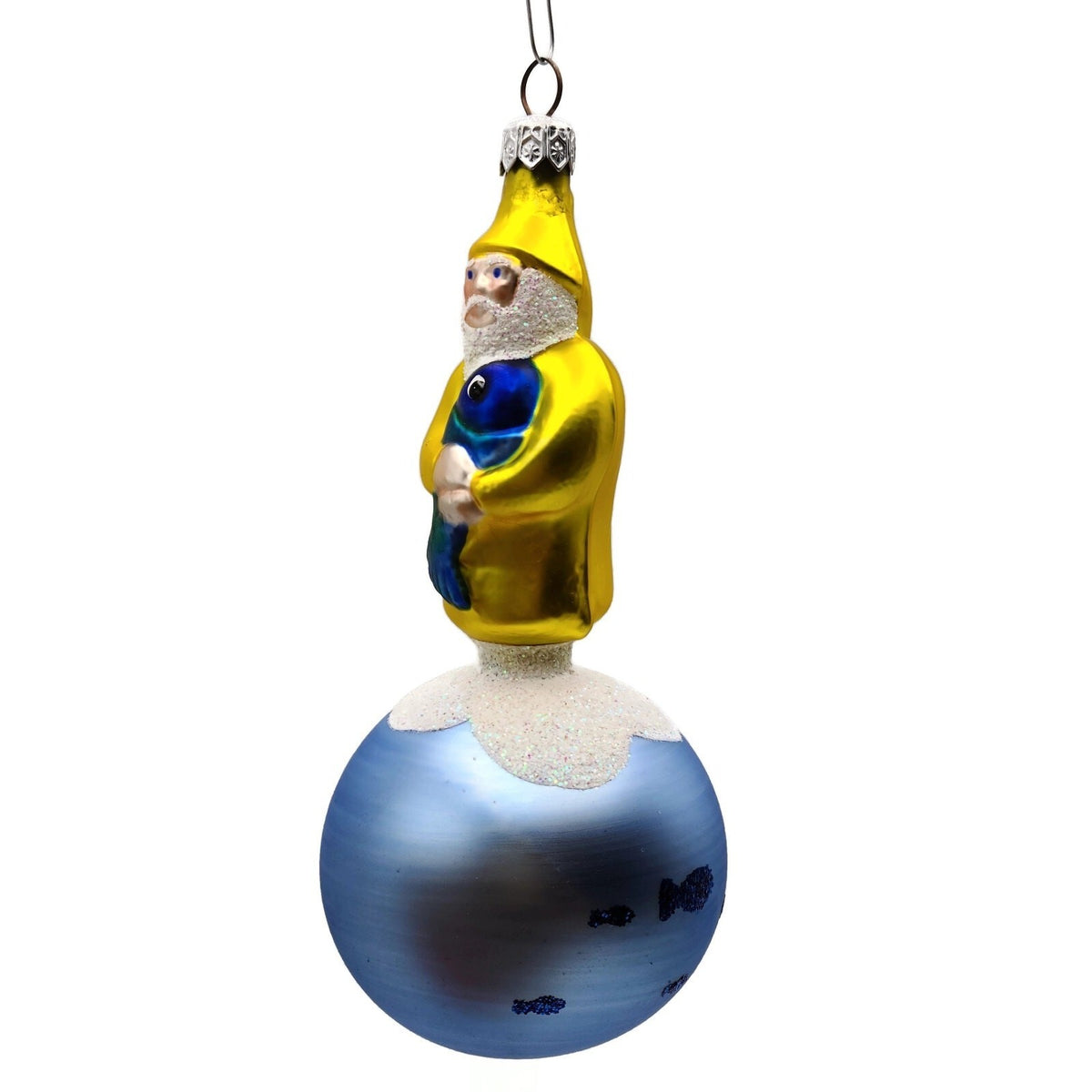 Patricia Breen Marinista Santa Matte Ball Glittered Fish Nautical Ornament 95292
