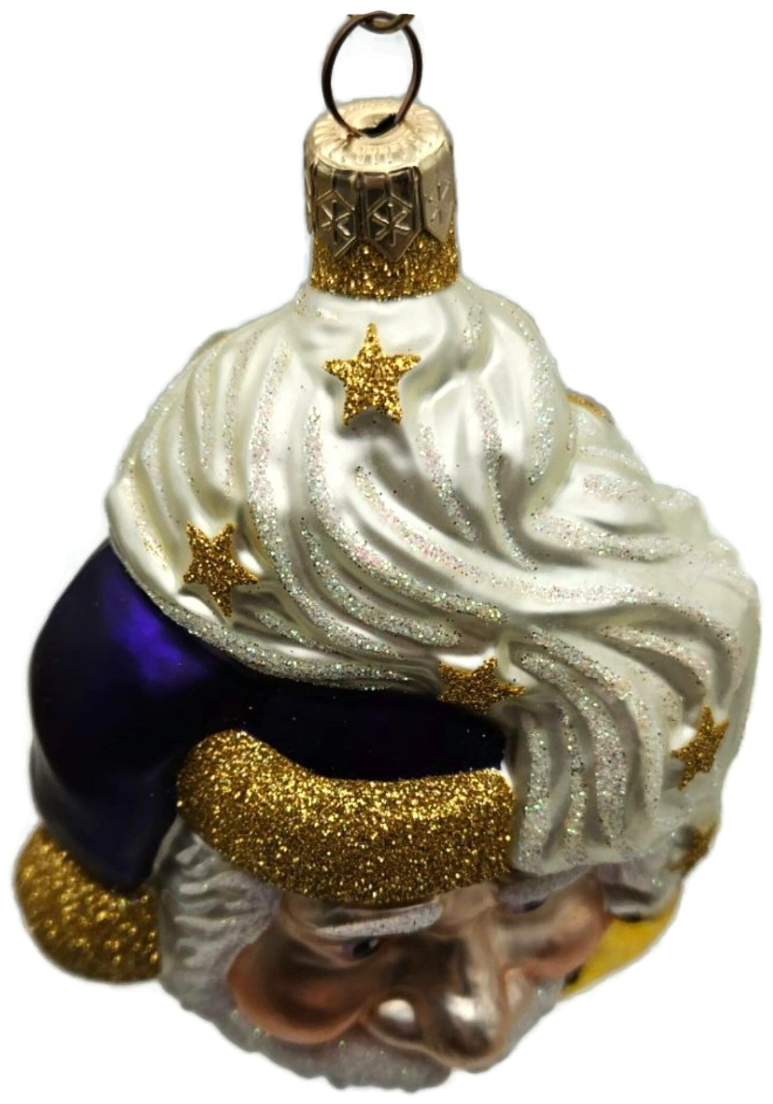 Patricia Breen Merry Olde Elf Purple Santa Head Stars Christmas Ornament 98291