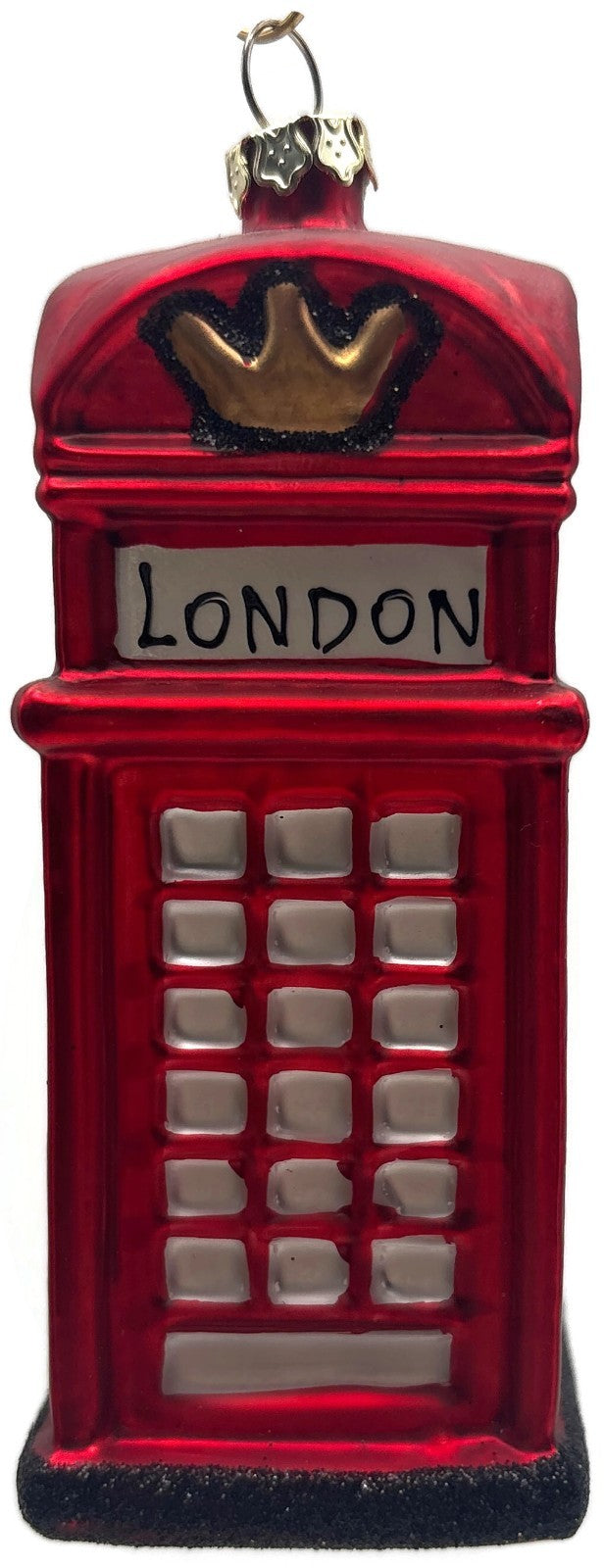 London Red Telephone Booth Crown Union Jack Glass Christmas Ornament England UK1