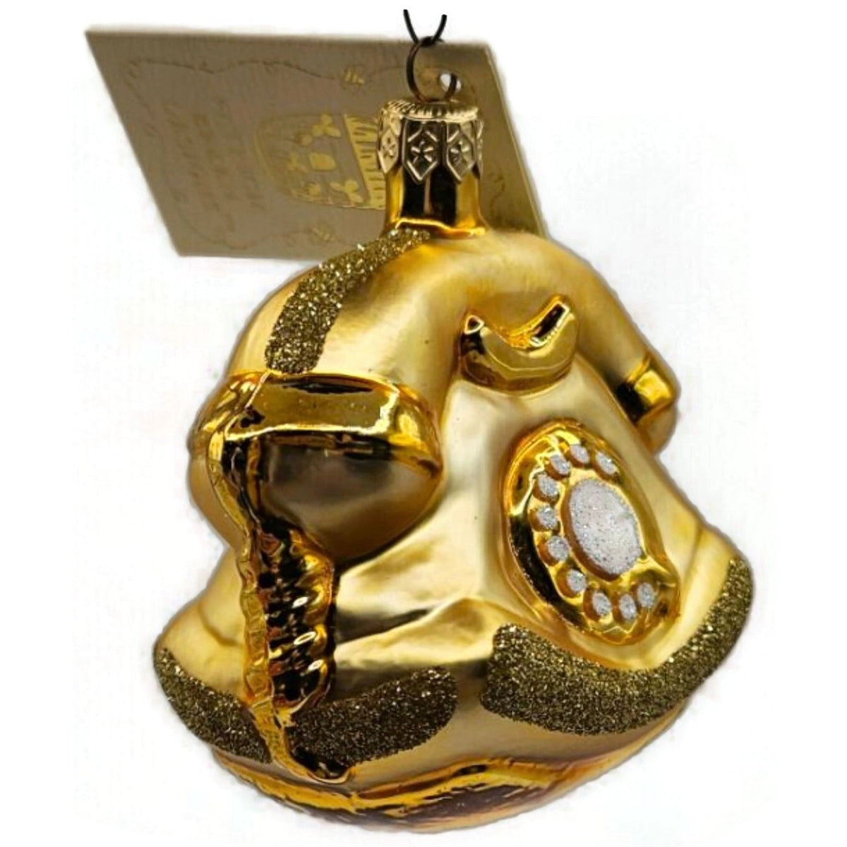Patricia Breen Calling Anne Phone Gold Glittered Glass Christmas Ornament 95274