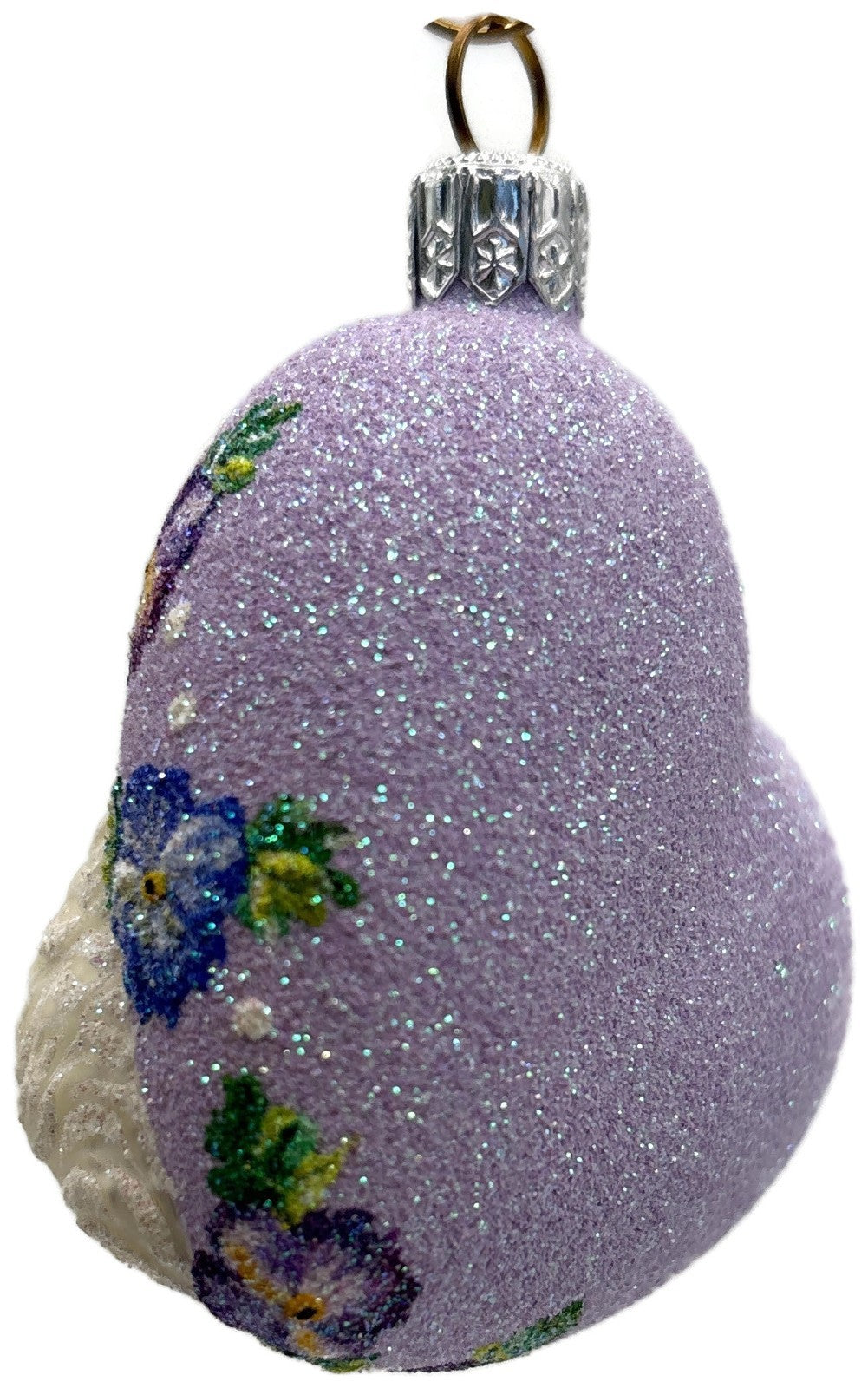Patricia Breen Never Forget Pansies Lavender Heart Santa Christmas Ornament 25364