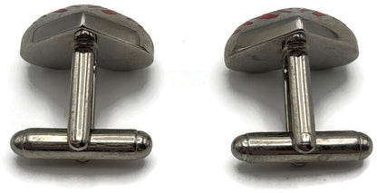 Paul Smith Heart Stripe Red Enamel Silver Tone Cufflinks Men's Signed4