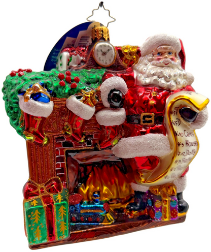 Christopher Radko Joyful Visit Santa Claus Fireplace Christmas Ornament 10172970