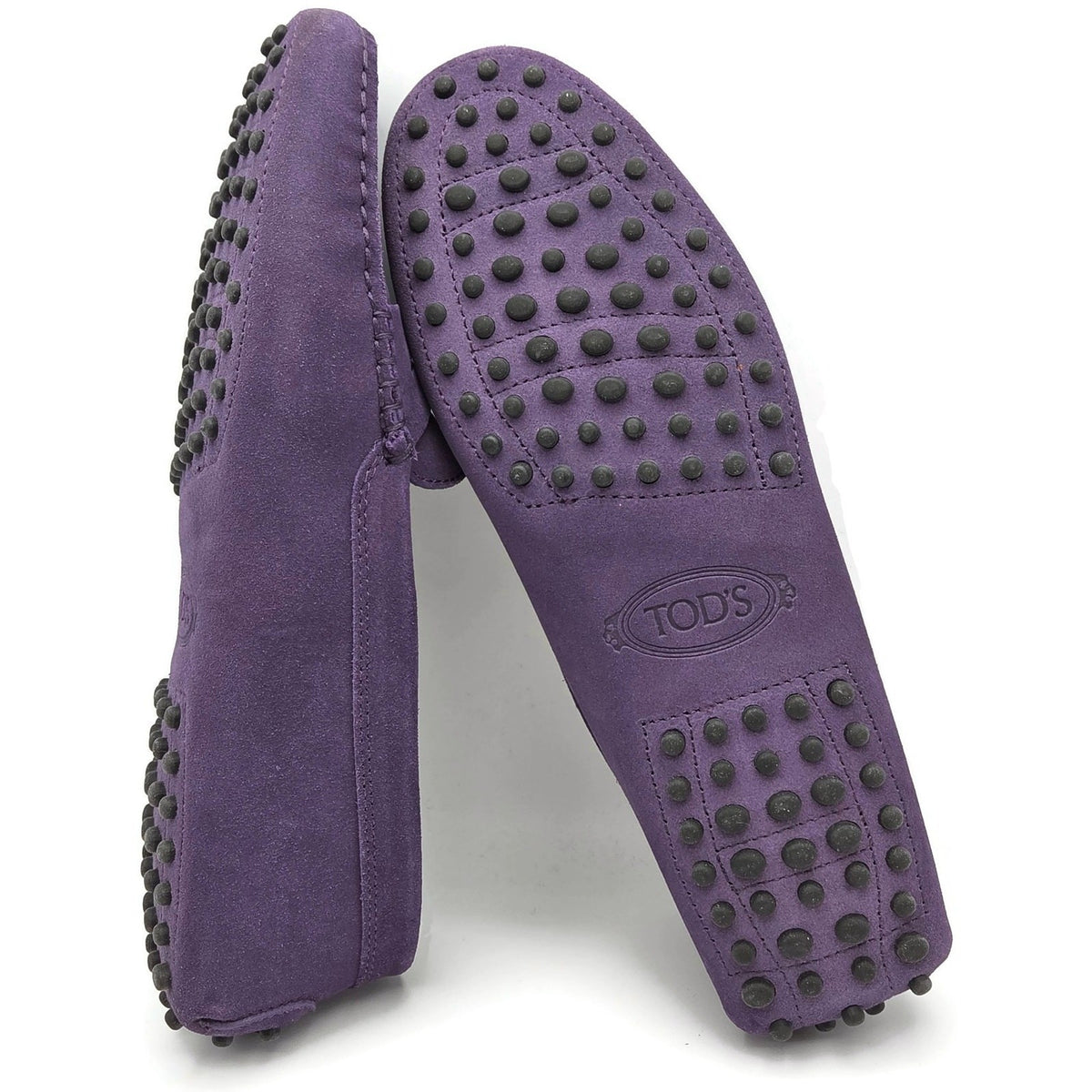 TOD'S Driving Moccasins Loafers Shoes Purple Suede Gommino Womens Size 39.58
