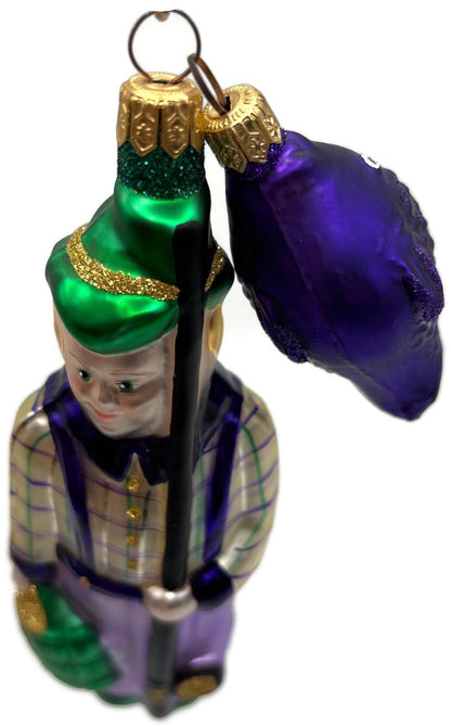 Patricia Breen Fisherboy And Fish Purple Stripe on Hat Christmas Ornament 95208