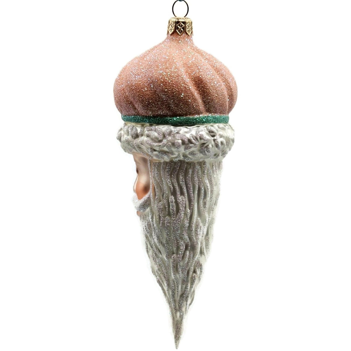 Patricia Breen Minsk Santa Claus Head Peach Glitter Christmas Ornament 96357