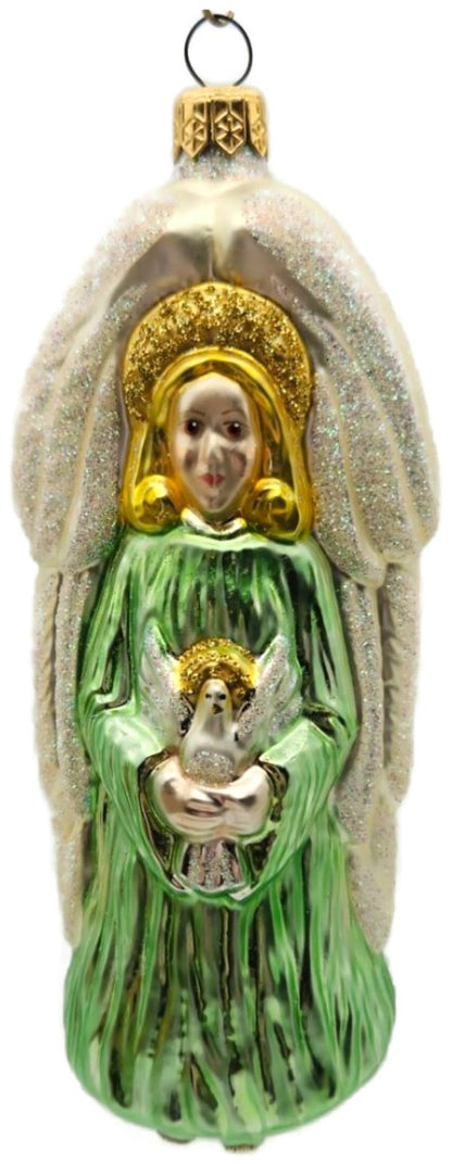 Patricia Breen Angel Of Peace Blonde Green Glitter Wings Christmas Ornament 96010