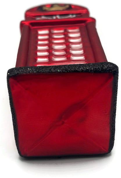 London Red Telephone Booth Crown Union Jack Glass Christmas Ornament England UK9