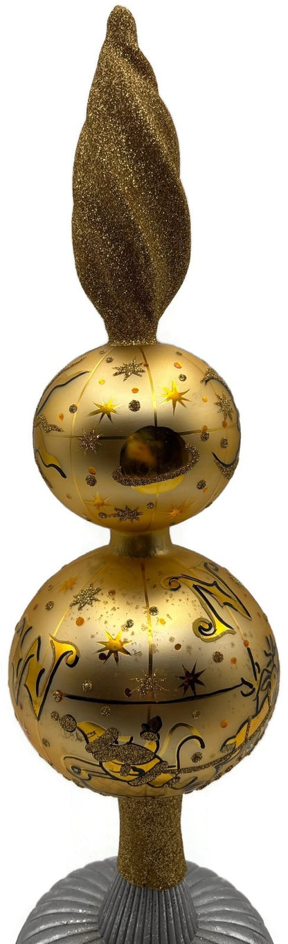 Patricia Breen Northward Ho 2 Ball Sun Moon Gold Christmas Finial Topper 95841