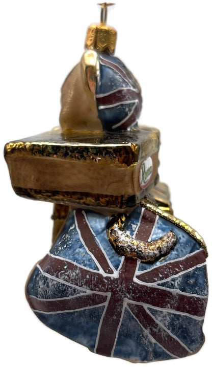 London England Roma Great Britain Stacked Luggage Glass Christmas Tree Ornament4