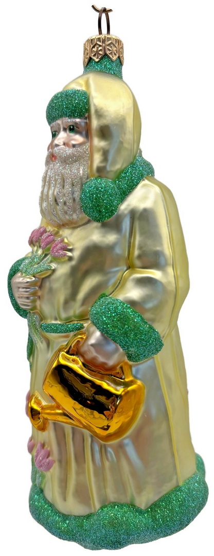 Patricia Breen Santa Dreams of Spring Yellow Pink Flower Christmas Ornament 97401