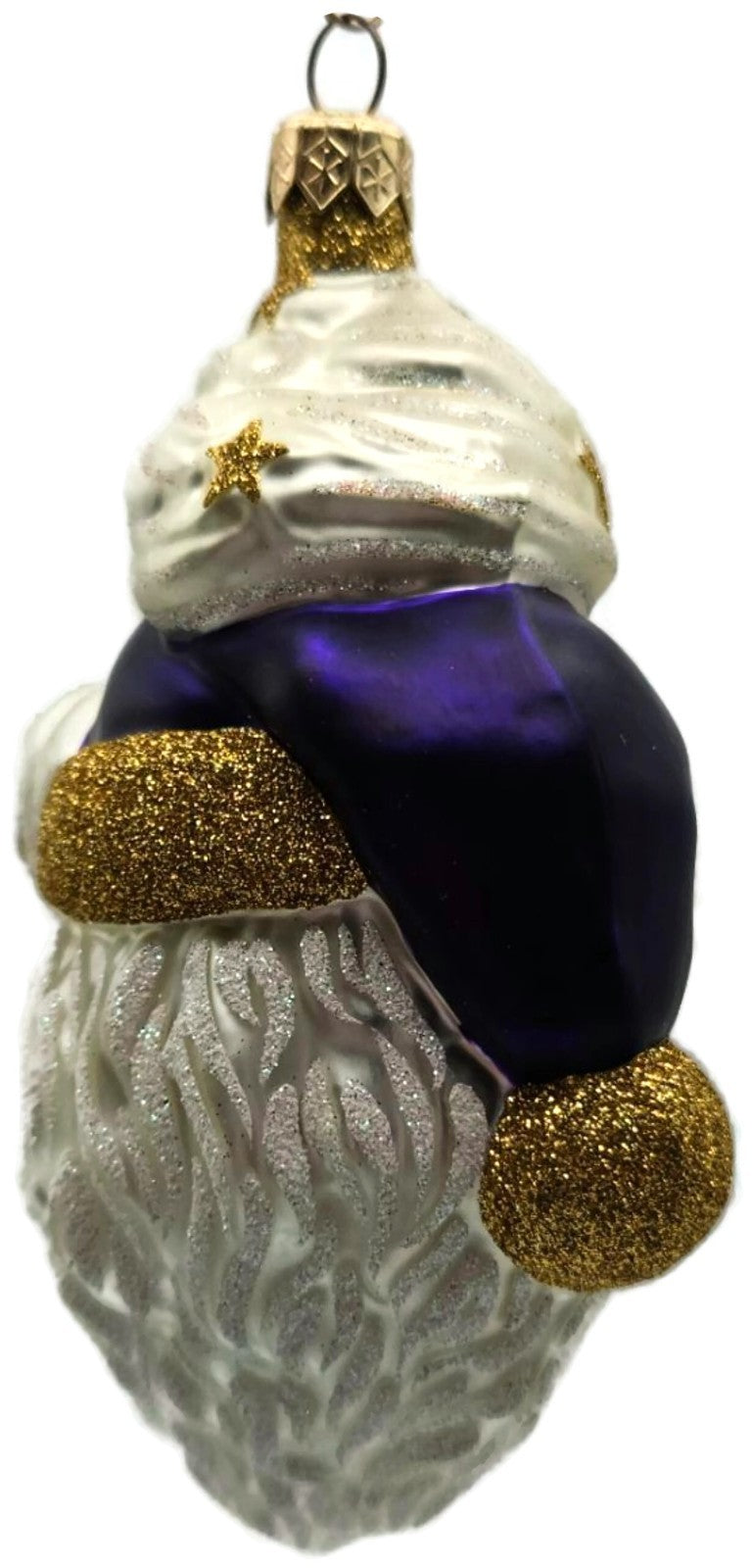 Patricia Breen Merry Olde Elf Purple Santa Head Stars Christmas Ornament 98294