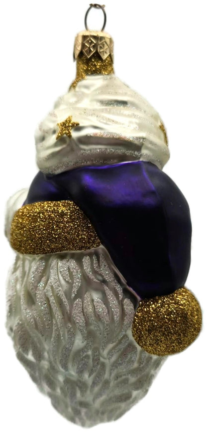 Patricia Breen Merry Olde Elf Purple Santa Head Stars Christmas Ornament 98294