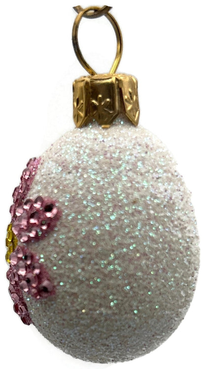 Patricia Breen 2009 Miniature Egg Jeweled Daisy Pink Easter Ornament 29227