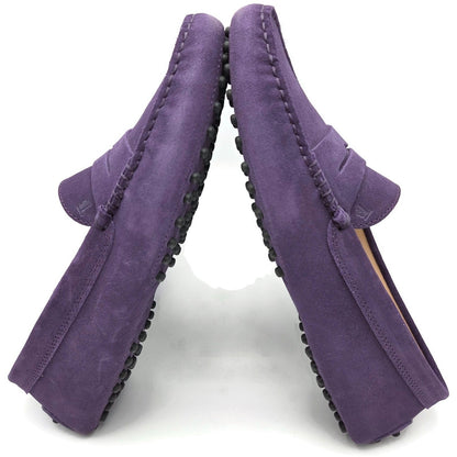 TOD'S Driving Moccasins Loafers Shoes Purple Suede Gommino Womens Size 39.56