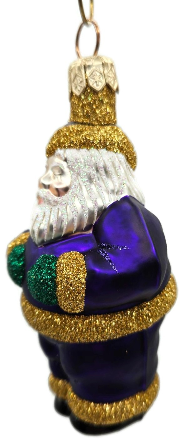Patricia Breen Miniature HO HO HO Purple Santa Christmas Tree Ornament 99455