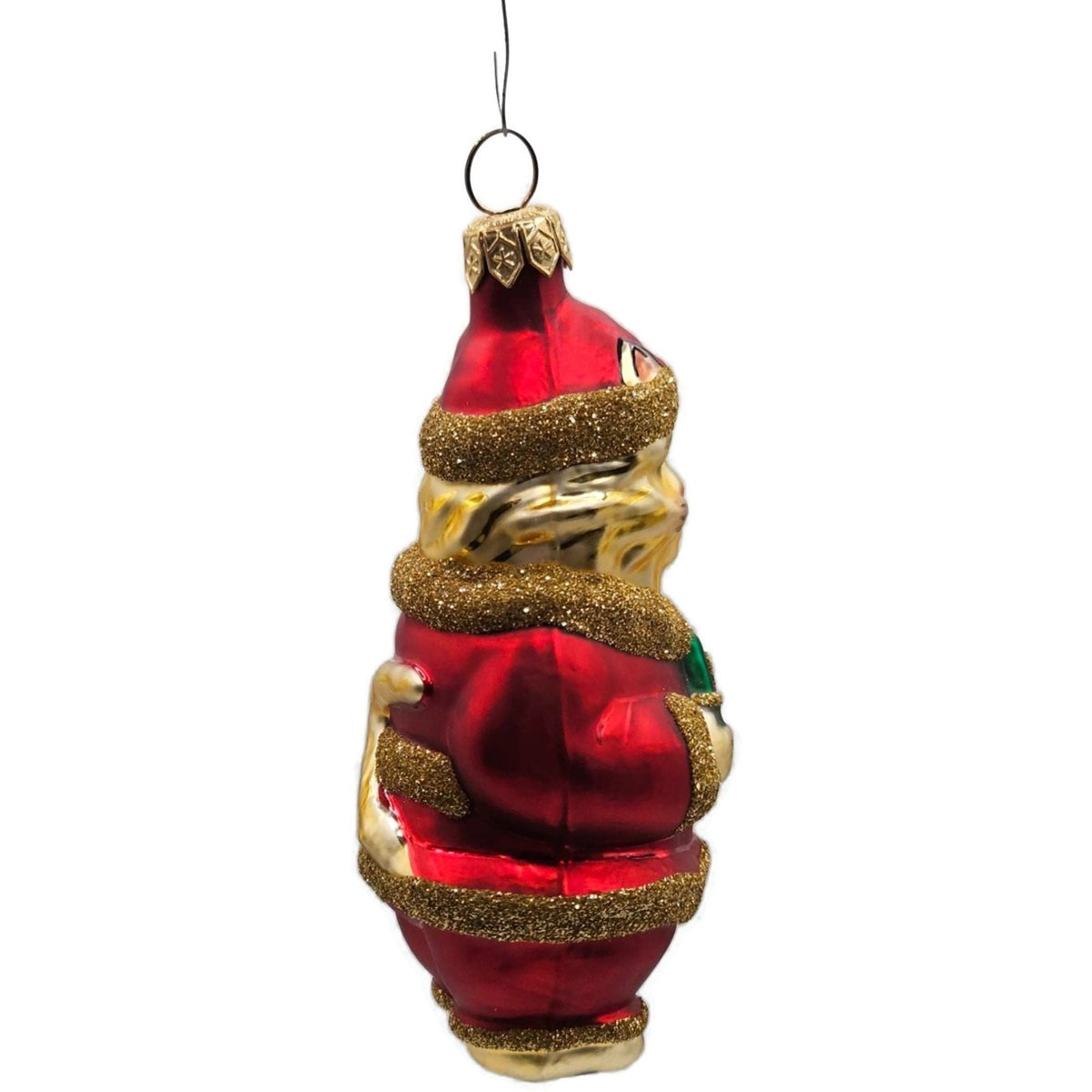 Patricia Breen Santa Paws Red Gold Trim Green Gift Christmas Tree Ornament 95365