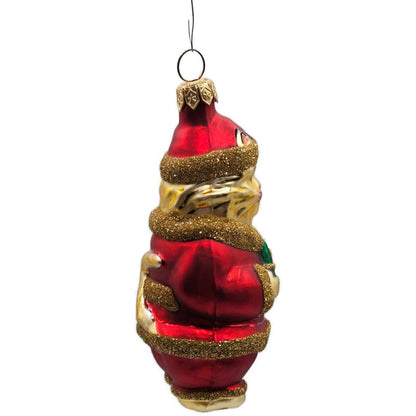 Patricia Breen Santa Paws Red Gold Trim Green Gift Christmas Tree Ornament 95365