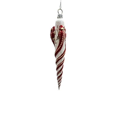 Patricia Breen Chameleon Icicle Red Glittered Striped Christmas Ornament 28115