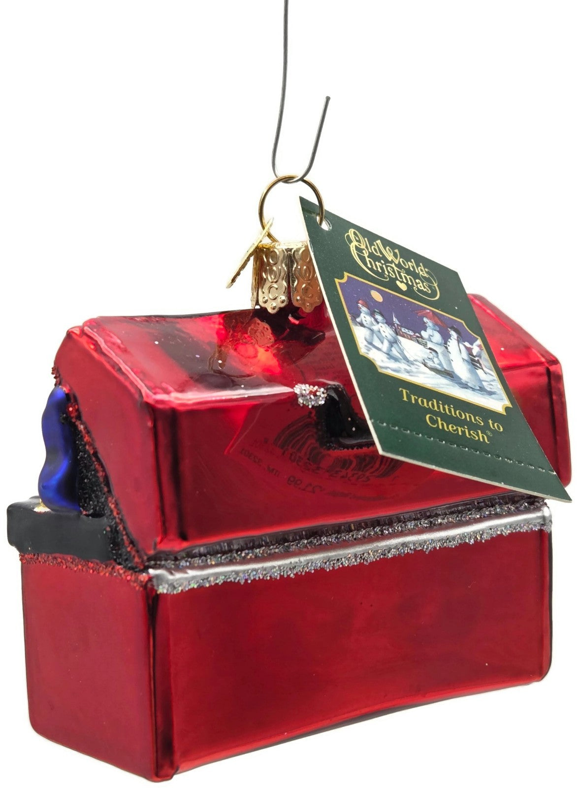 Old World Christmas Tool Box Hammer Red Glitter Glass OWC Holiday Tree Ornament5