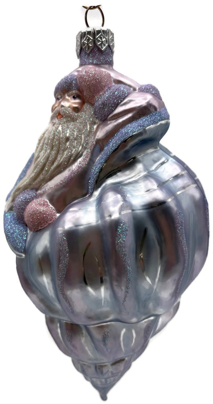 Patricia Breen Coastal Santa Periwinkle Matte Nautical Christmas Ornament 97107