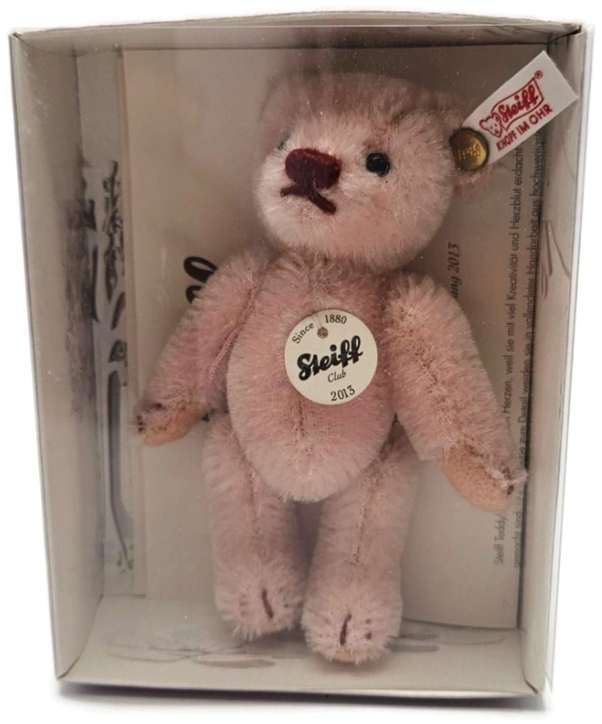 Steiff Club 2013 Annual Loyalty Gift Teddy Bear Rose Pink Mohair 10 CM With COA9