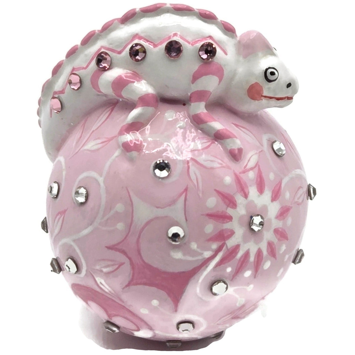 Patricia Breen Miniature Chameleon Sculpture Chinoiserie Pink Ornament CATZ 32537