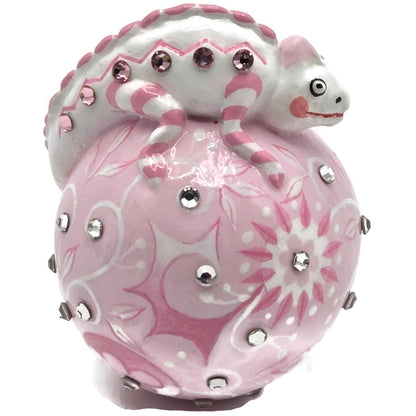 Patricia Breen Miniature Chameleon Sculpture Chinoiserie Pink Ornament CATZ 32537