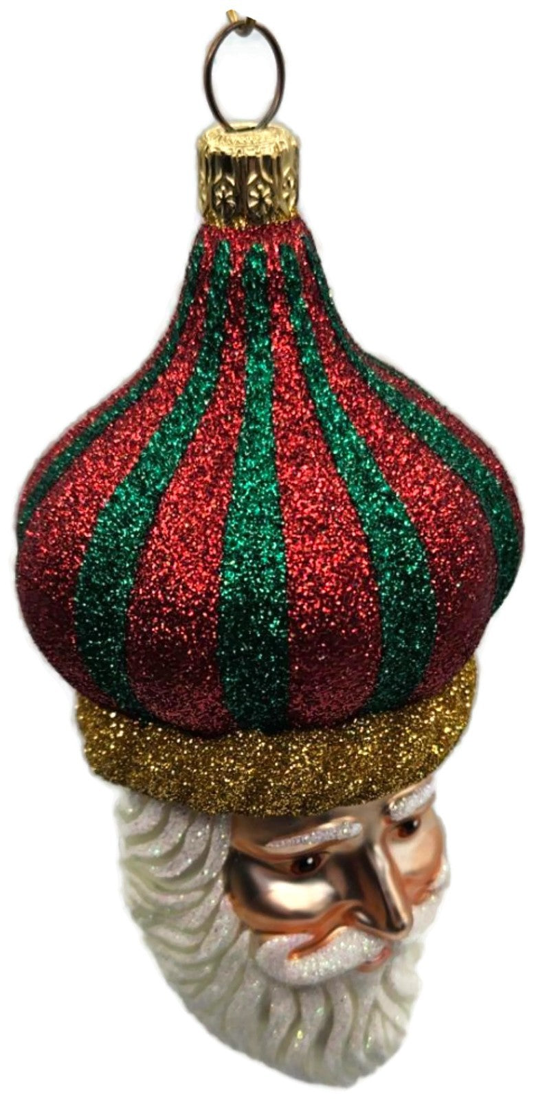 Patricia Breen Carnival Noel Red Green Santa Claus Head Christmas Ornament 21047