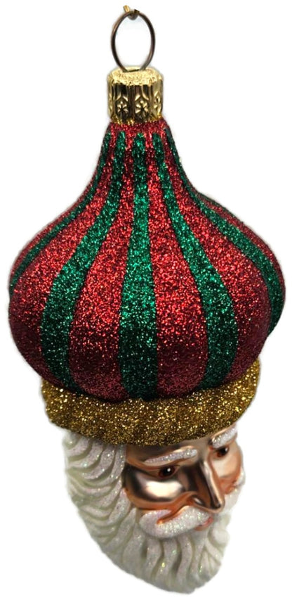 Patricia Breen Carnival Noel Red Green Santa Claus Head Christmas Ornament 21047