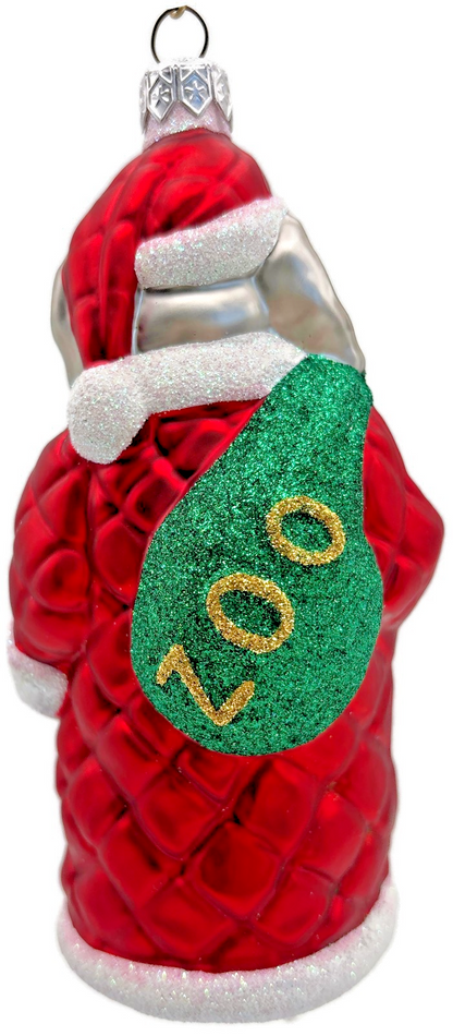 Patricia Breen Christmas at the Zoo Glittered Bag Elephant Santa Ornament 97084