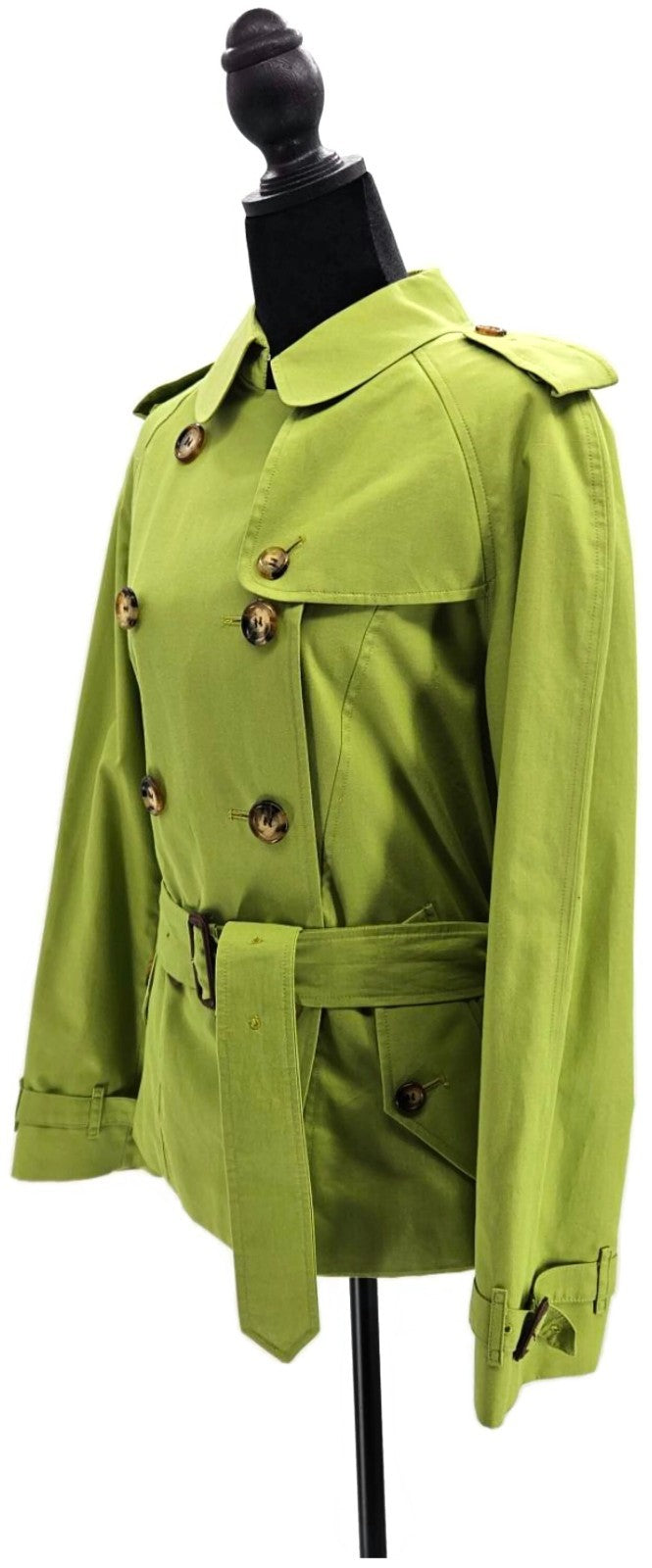 Burberry London Lime Green Belted Double Breasted Trench Jacket Made in England2